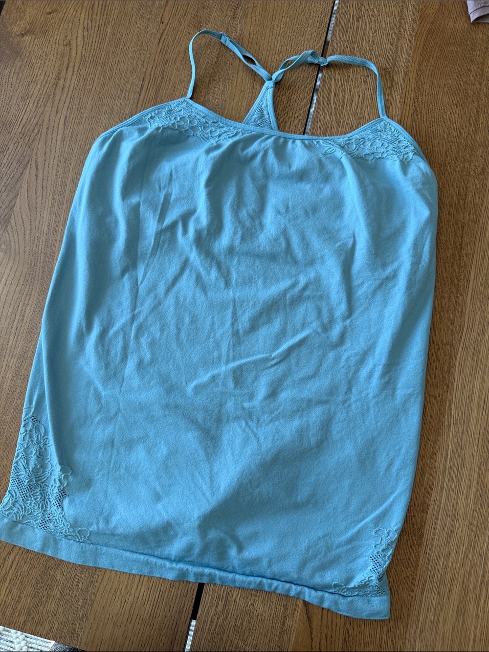 Fabletics Sky Blue Lace-Trim Racerback Cami